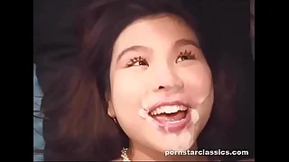 Retro Asian Nurse Foodstuffs Cum with a Spoon After Rimming